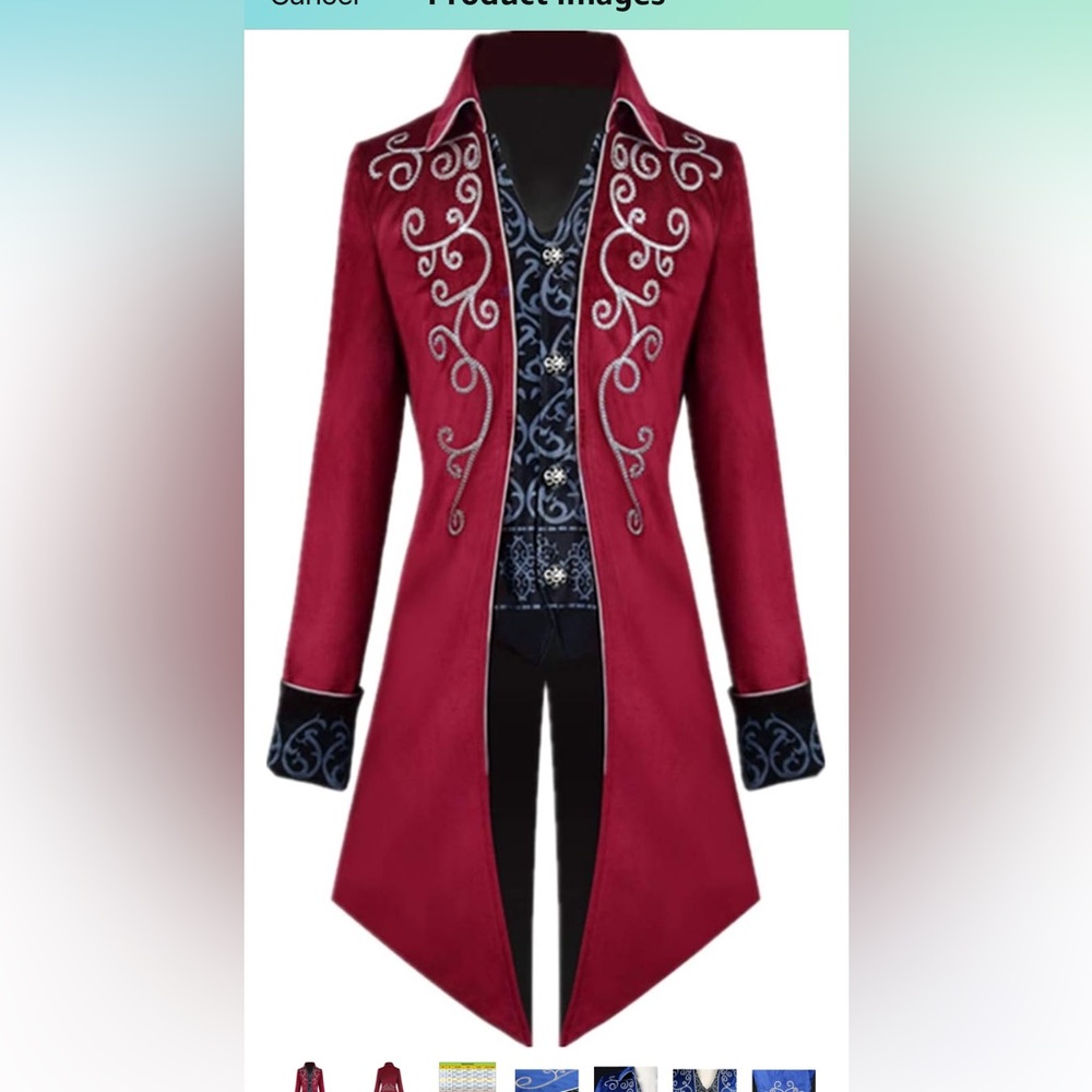 Elegant Red and Blue Men's Coat